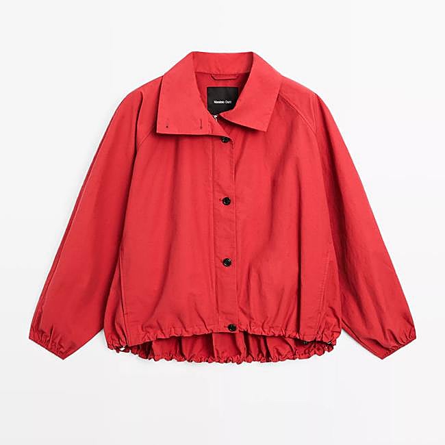 Chaqueta bomber abullonada cuello alto (99,95€)