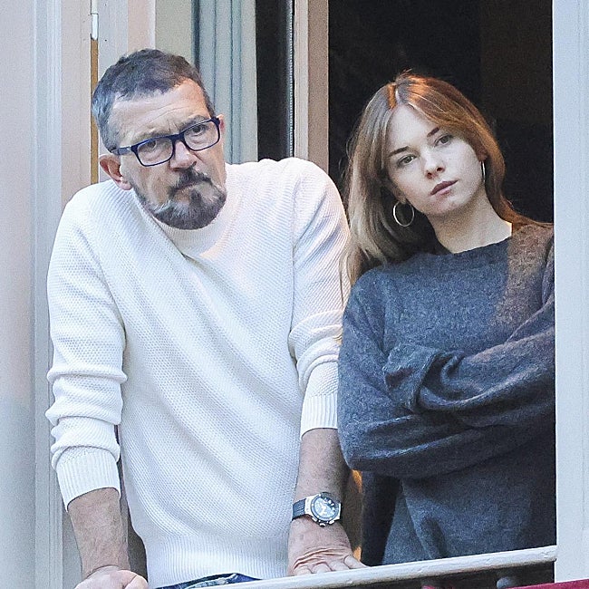 Antonio Banderas y su hija durante la Semana Santa de Málaga.