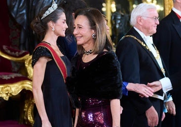 Ana Patricia Botín, presidenta de Banco Santander, tras saludar a la reina Letizia en el besamanos previo a la cena de gala en honor del Presidente alemán, en el Palacio Real.