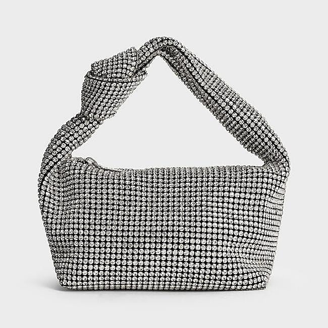 Bolso con tiras anudadas y adornos de cristal - Plateado (68€)