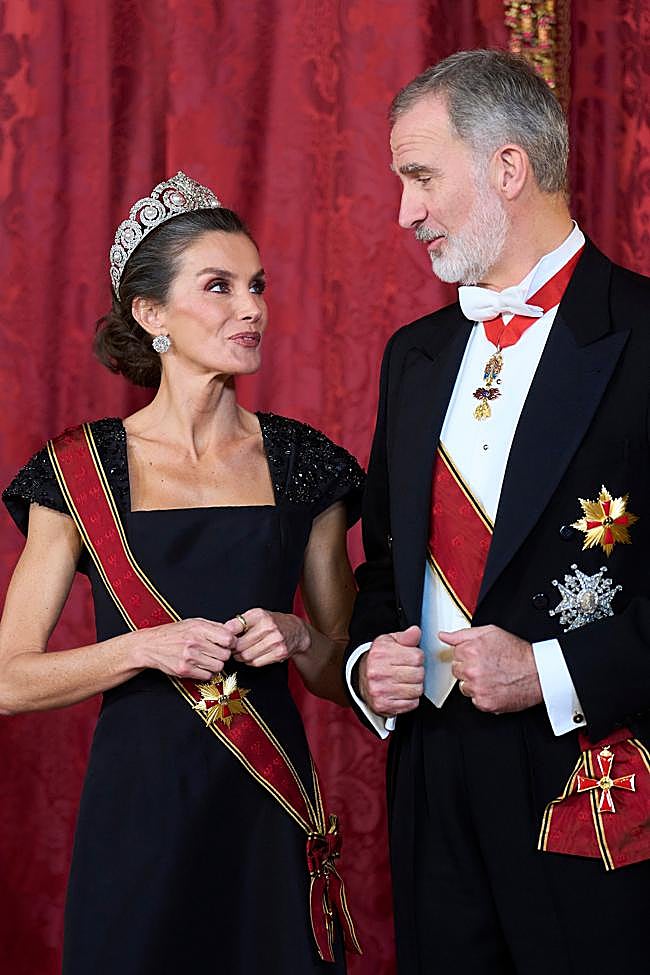 Los reyes Felipe y Letizia, en la última cena de gala en el Palacio Real.