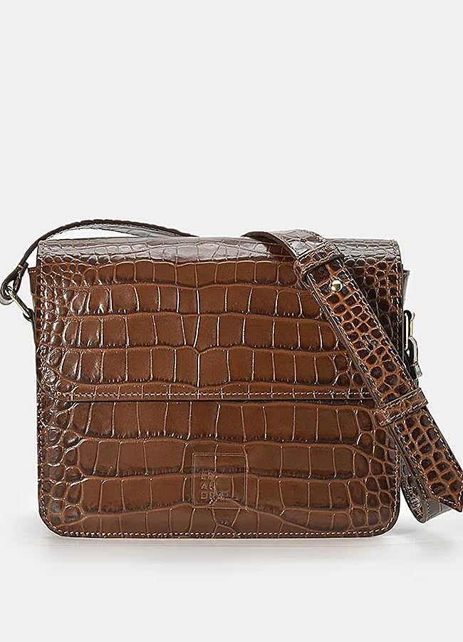 Imagen - Bolso de piel efecto coco marrón chocolate