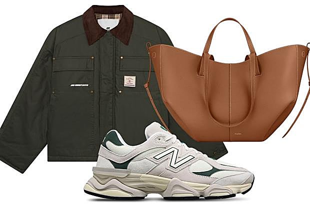 Cazadora de EME Studios, bolso Cyme de Polène y New Balance en Foot Locker.