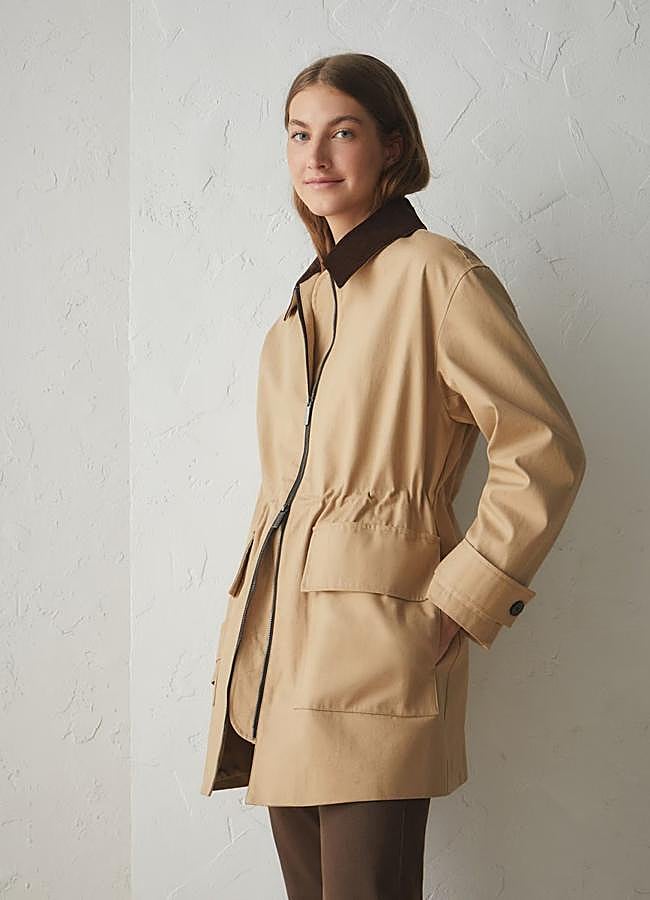 Imagen - Parka corta en beige con cuello pana de Lloyd's.
