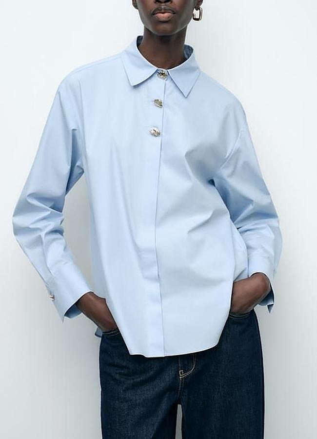 Imagen - Camisa básica de popelín celeste