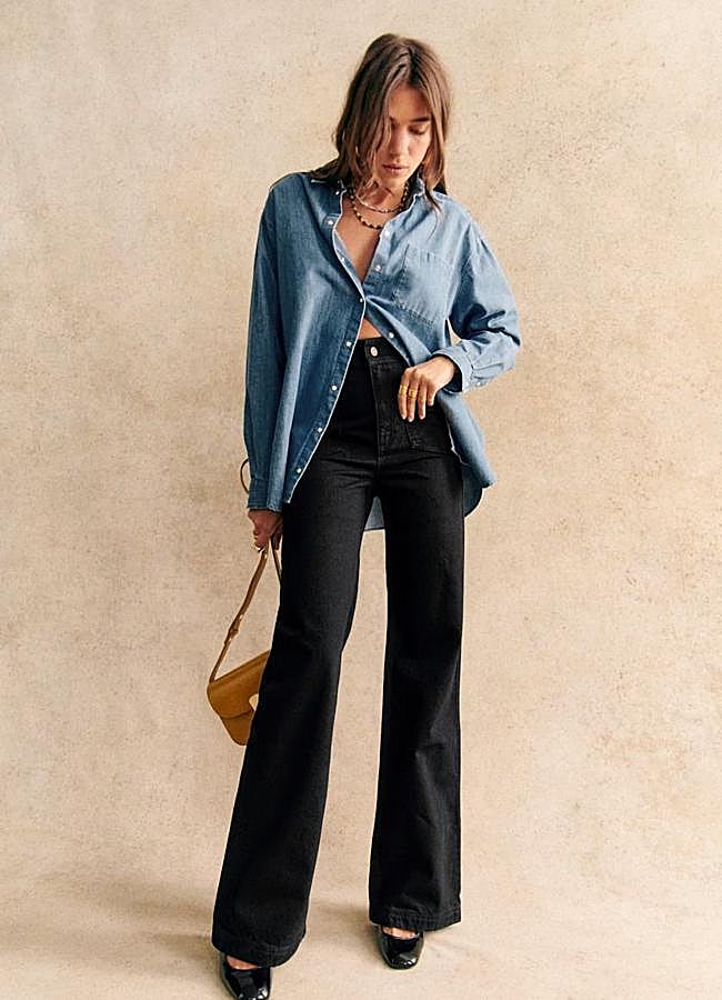 Imagen - Vaqueros de tiro alto con perneras anchas