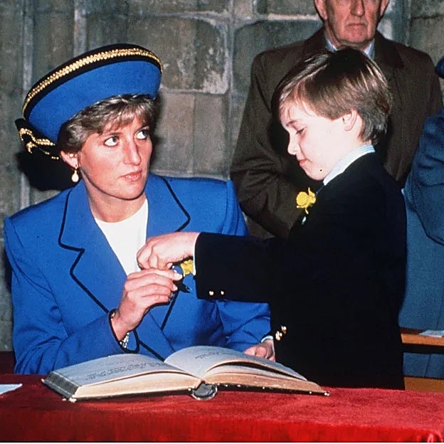 La princesa Diana con un jovencito Guillermo. 