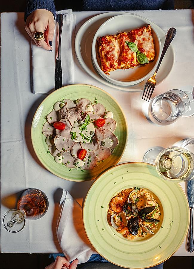 Imagen - Algunos de los platos que se pueden disfrutar en la Trattoria Pulcinella, uno de los restaurantes italianos más antiguos de Madrid. / DR