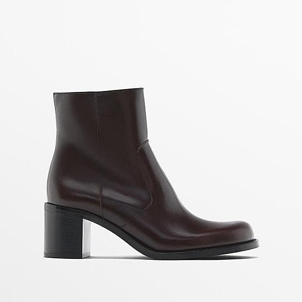 Botín tacón ancho piel (89,95€)