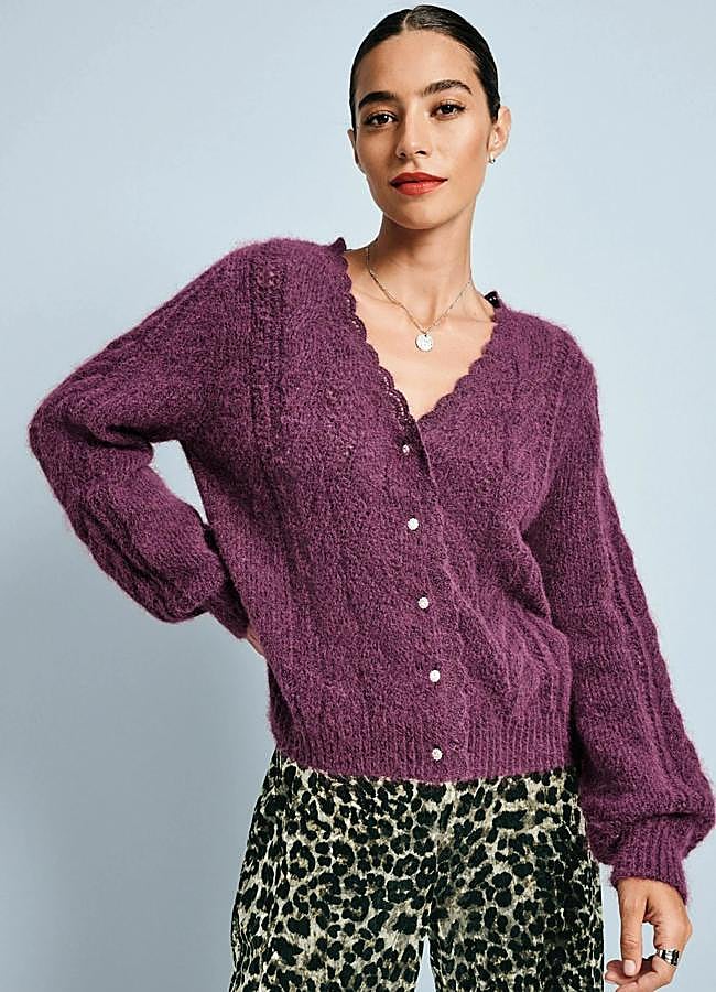 Imagen - Cárdigan trenzado suave morado