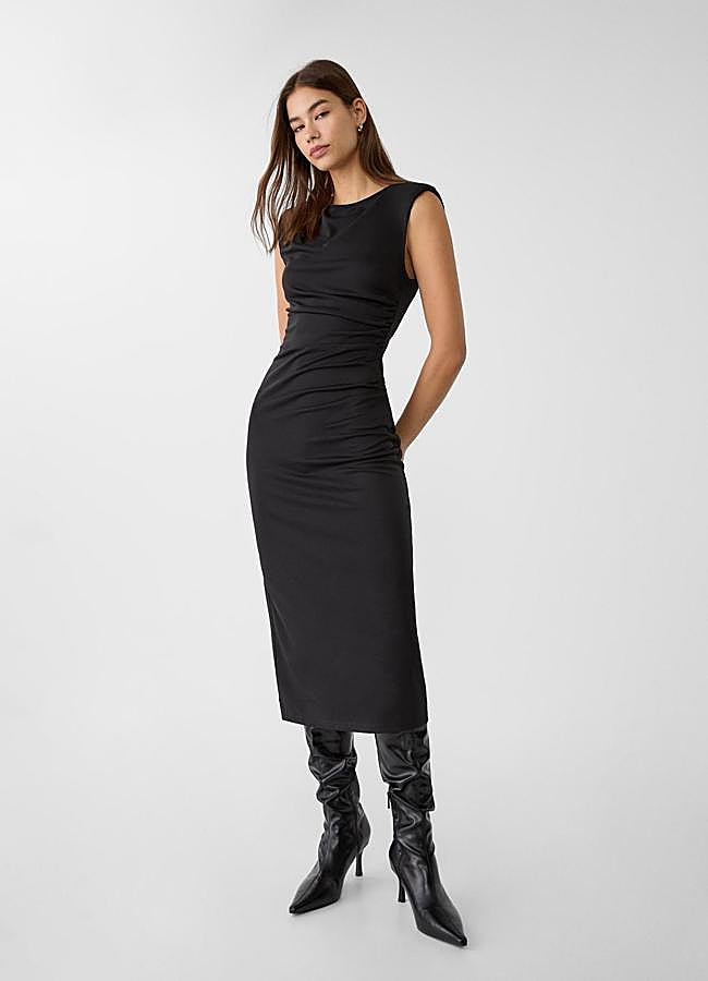 Imagen - Vestido drapeado midi negro