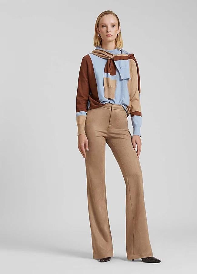 Imagen - Pantalones camel de antelina acampanados