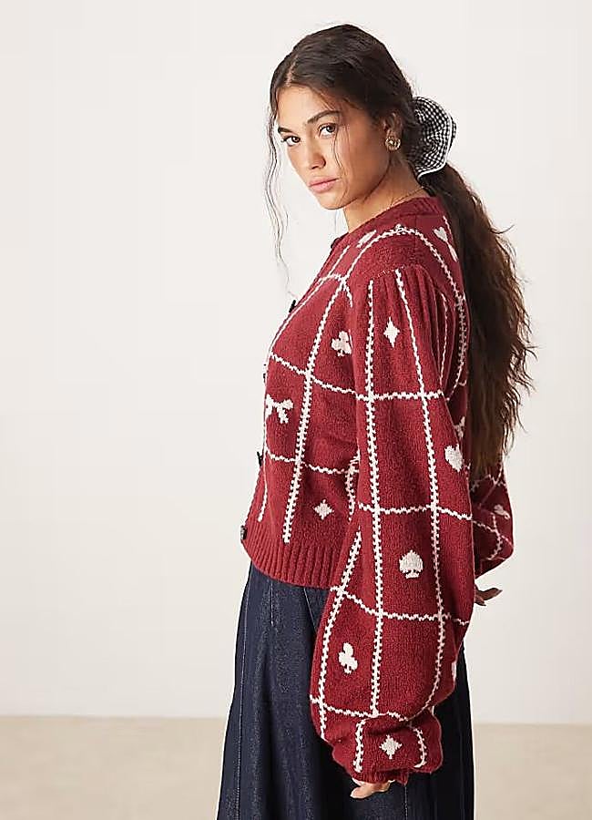 Imagen - Cárdigan estampado oversize con mangas abullonadas