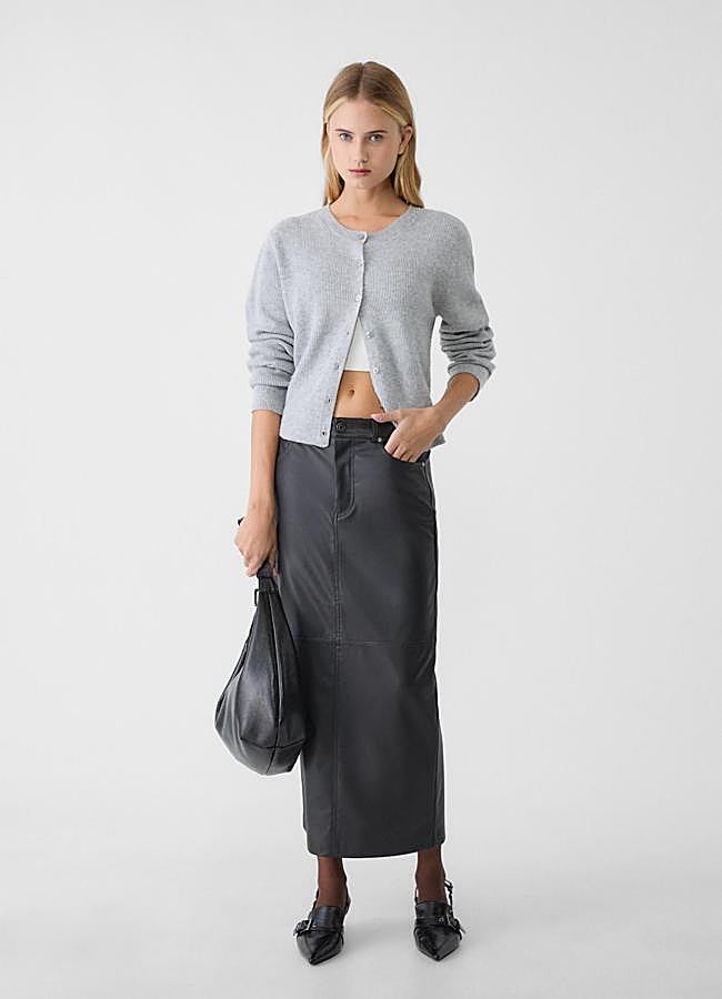 Imagen - Falda midi efecto cuero