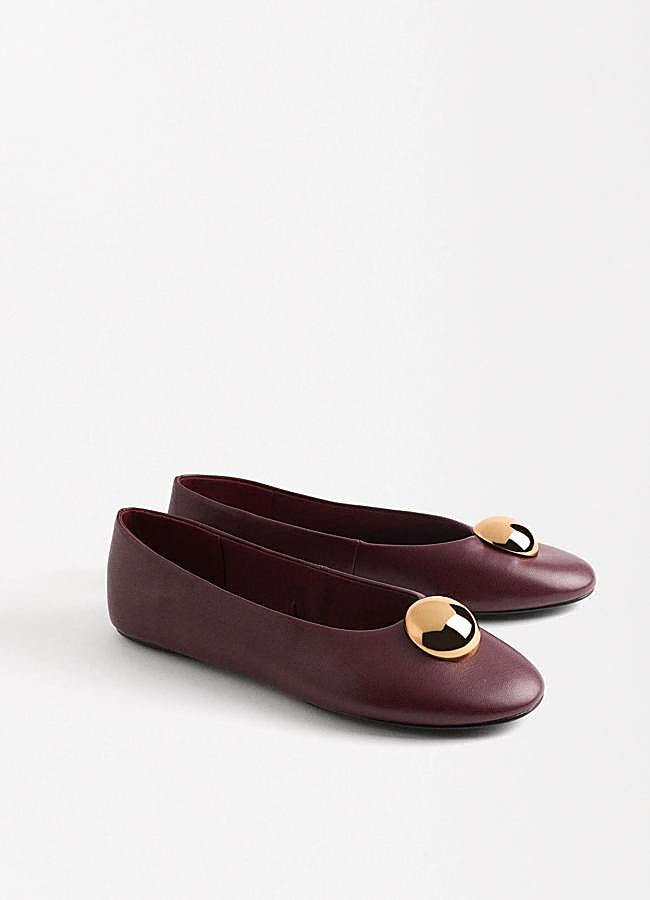 Imagen - Bailarinas burdeos con detalle metálico dorado