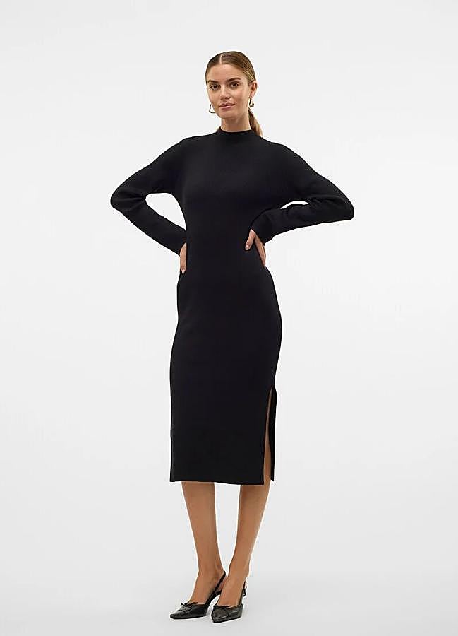 Imagen - Vestido midi negro de punto