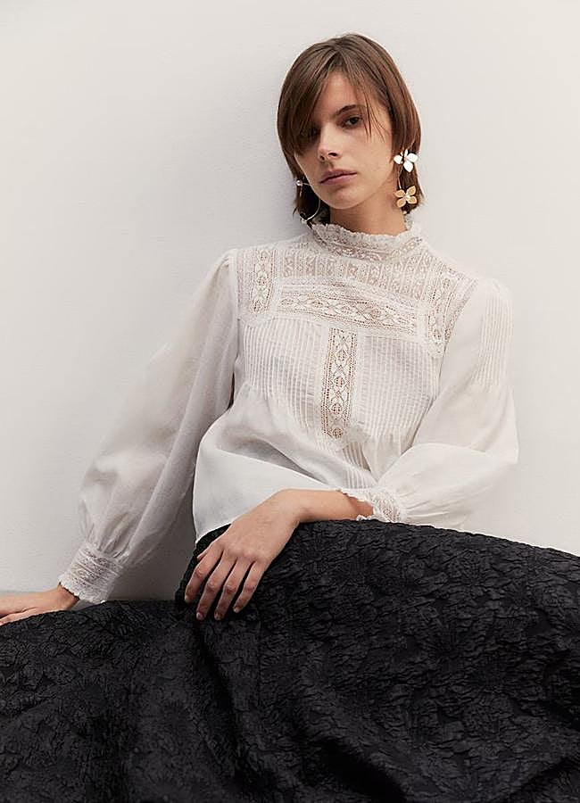 Imagen - Camisa romántica con encaje blanco