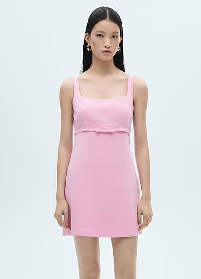 Imagen - Vestido corto de tirantes con lazo en rosa pastel