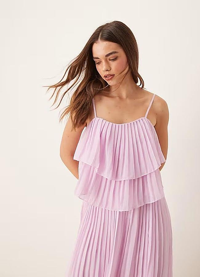 Imagen - Vestido midi plisado en rosa pastel