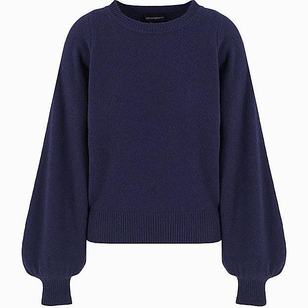 Jersey de mujer de lana cashmere con mangas raglan abullonadas (246€ en El Corte Inglés)