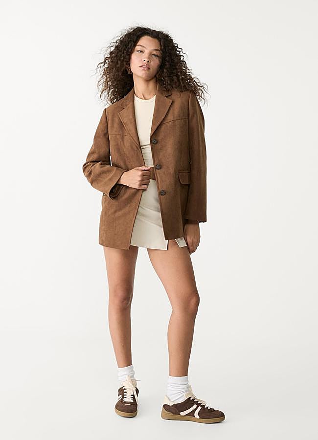 Imagen - Blazer efecto piel de ante marrón