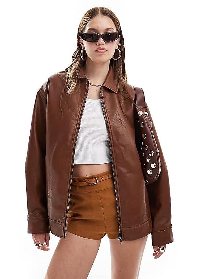 Imagen - Blazer efecto piel marrón relaxed fit