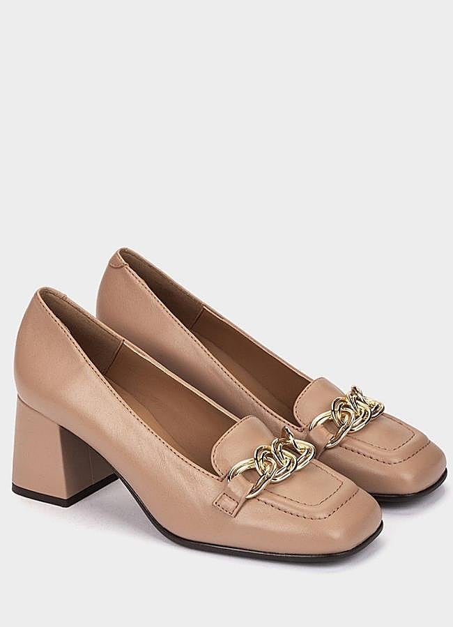 Imagen - Mocasines de tacón en piel nude
