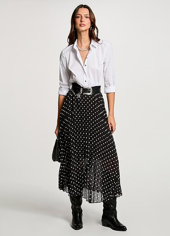 Imagen - Falda plisada con estampado de lunares