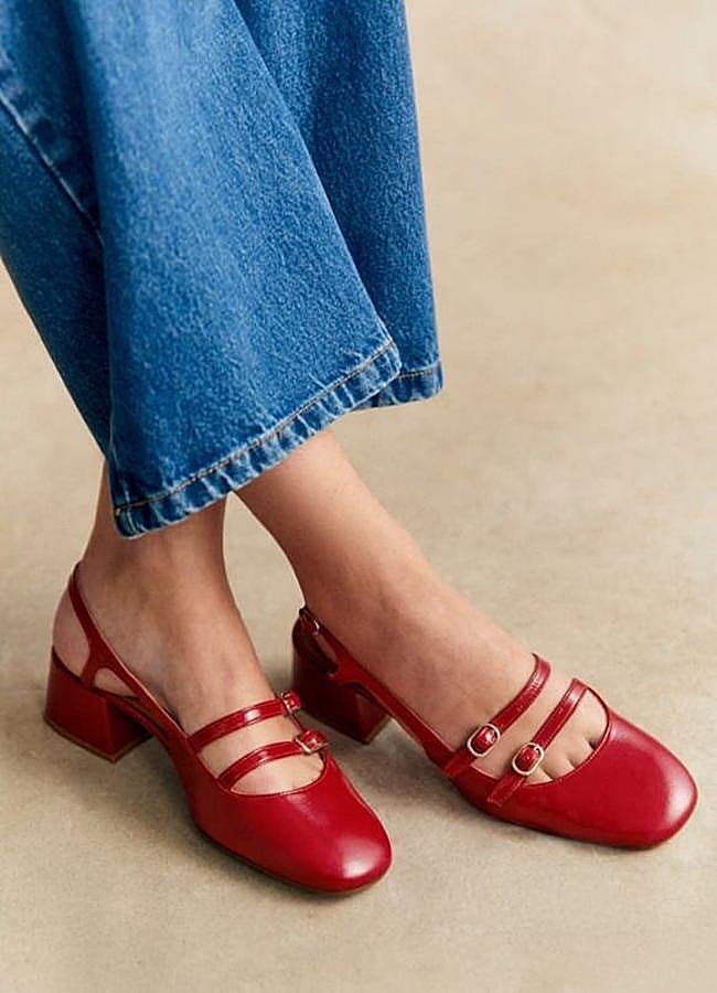 Imagen - Merceditas destalonadas de charol rojo