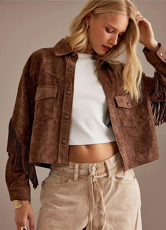 Imagen - Chaqueta de flecos efecto ante envejecido