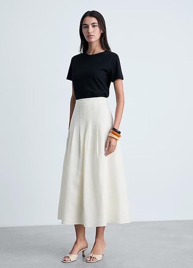 Imagen - Falda midi de vuelo blanca