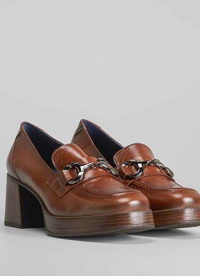 Imagen - Mocasines de tacón efecto piel envejecida