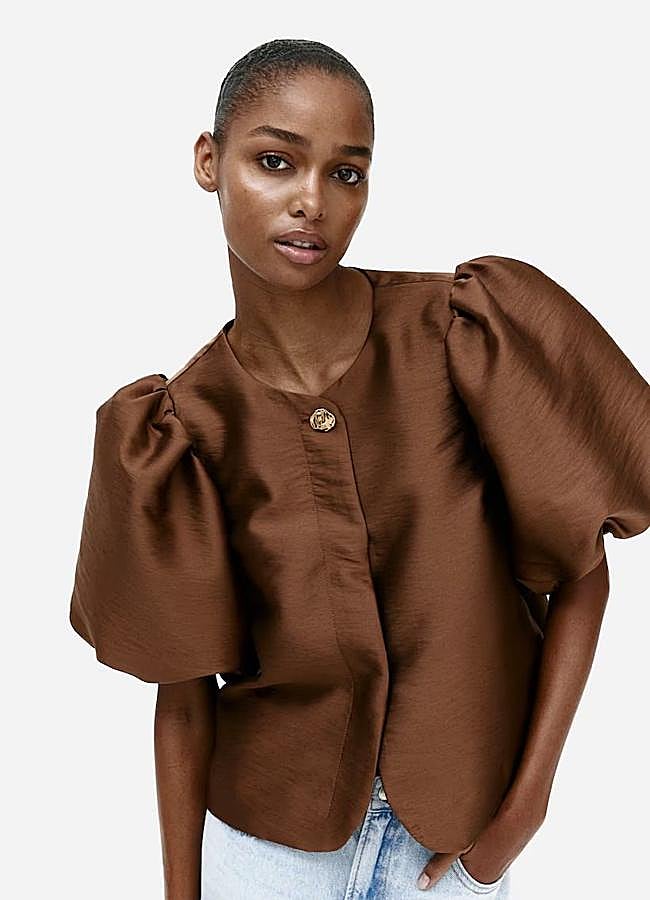 Imagen - Blusa con mangas globo satinada