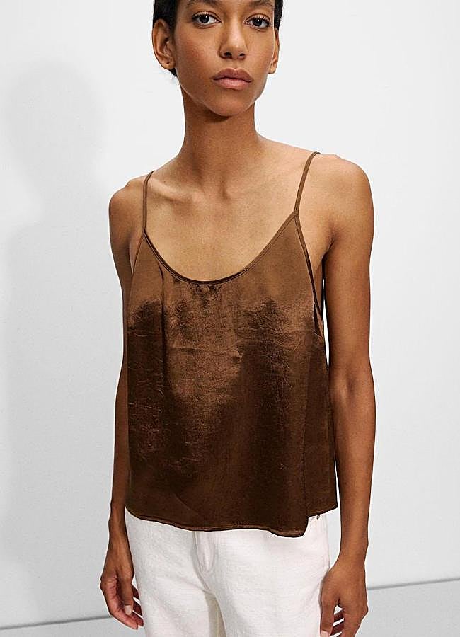Imagen - Top lencero satinado marrón