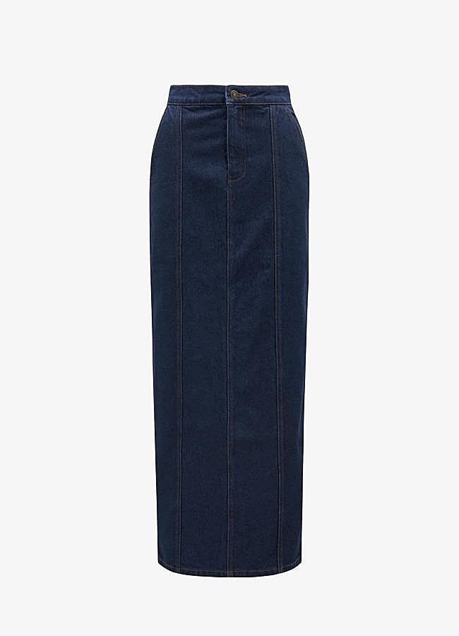 Imagen - Falda columna denim oscura de Forever New, a la venta en Zalando, 55,49 euros.