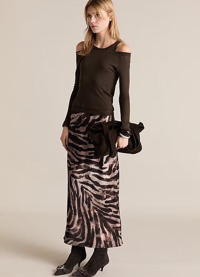 Imagen - Falda midi con animal print de tigre