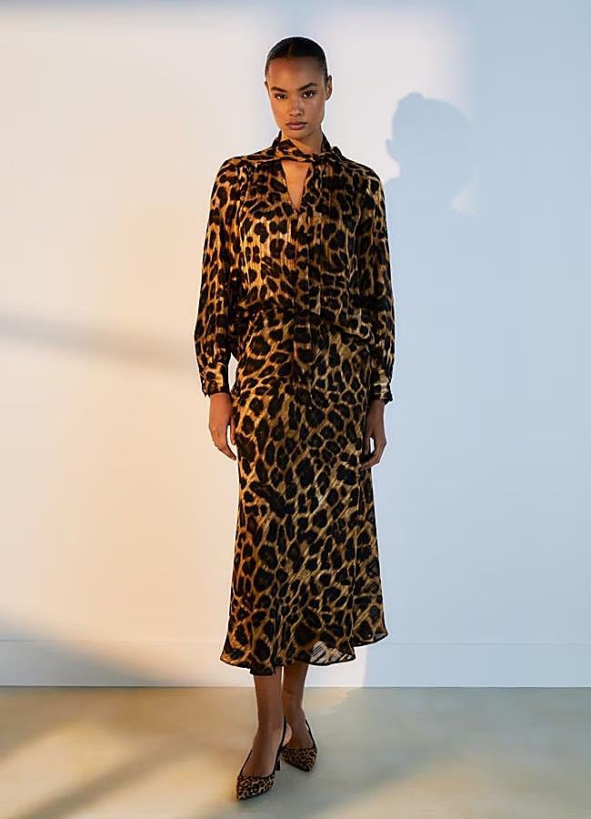 Imagen - Falda midi evasé de leopardo