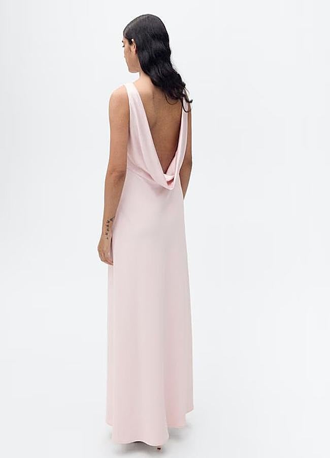 Imagen - Vestido con escote drapeado de satén rosa pastel