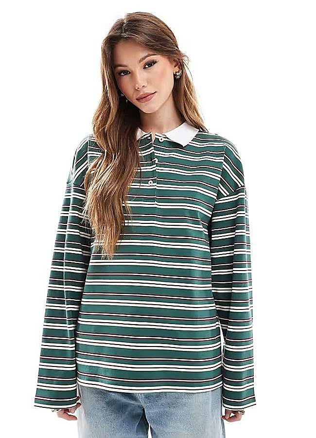 Imagen - Polo de rayas ancho color verde