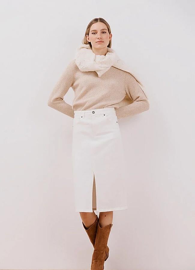 Imagen - Falda vaquera blanca midi estilo lápiz