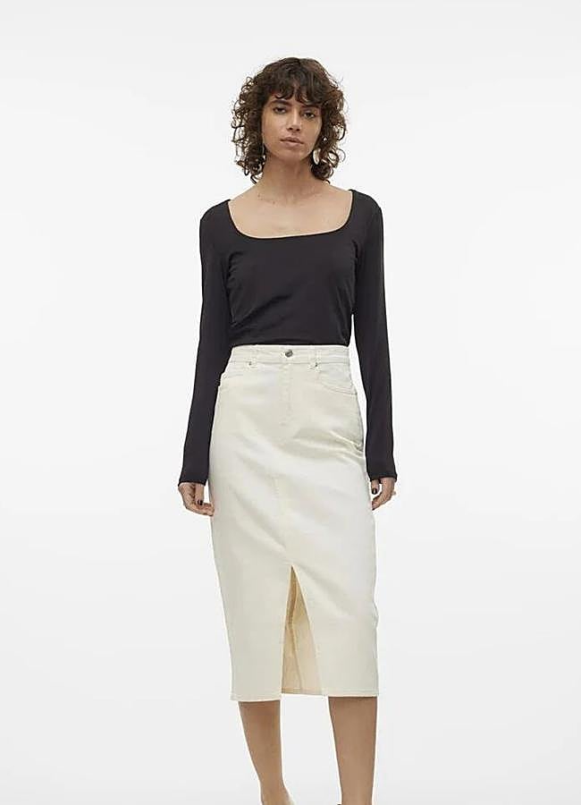 Imagen - Falda vaquera blanca de tubo