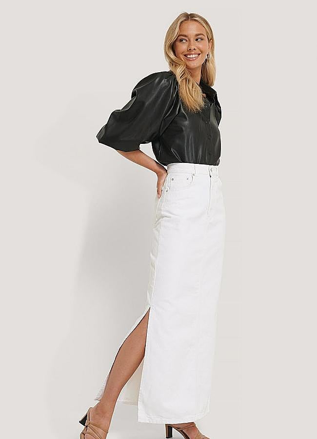 Imagen - Falda vaquera blanca larga con aberturas