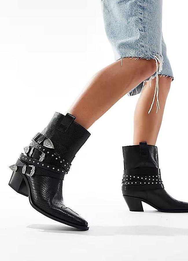 Imagen - Botines cowboy efecto coco con hebillas