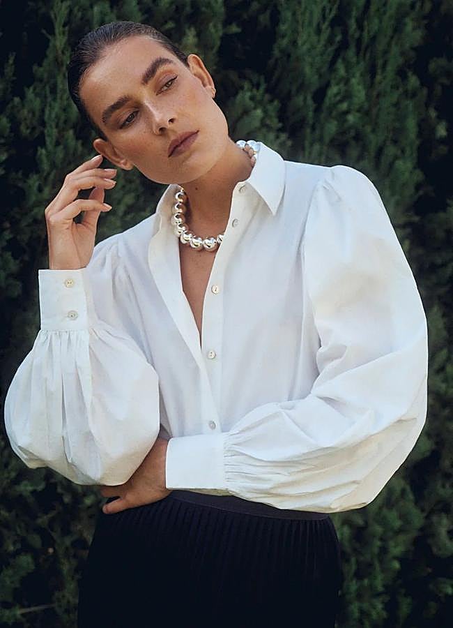 Imagen - Camisa blanca de popelín con mangas abullonadas