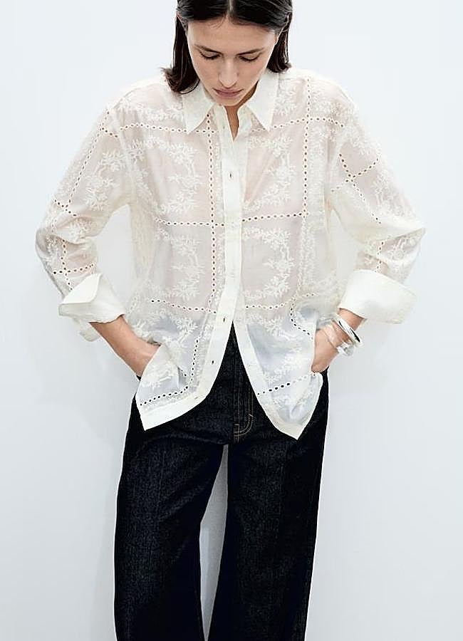 Imagen - Camisa blanca en tejido bordado