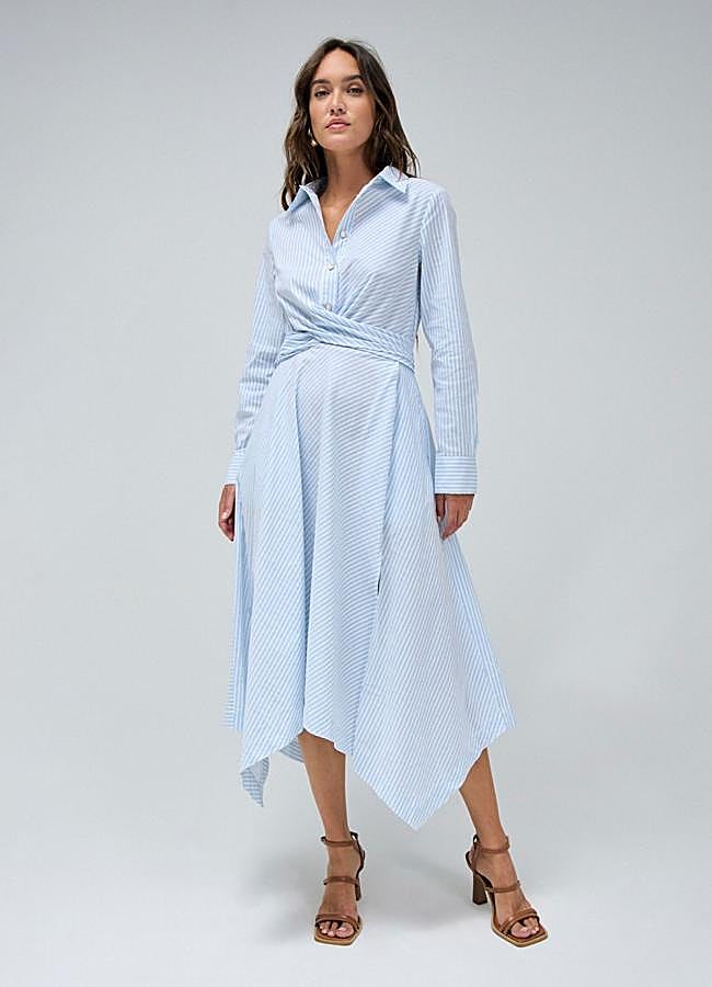 Imagen - Vestido camisero de rayas asimétrico