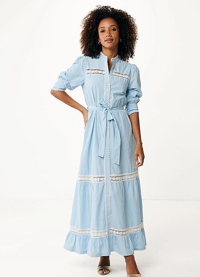 Imagen - Vestido camisero de rayas romántico