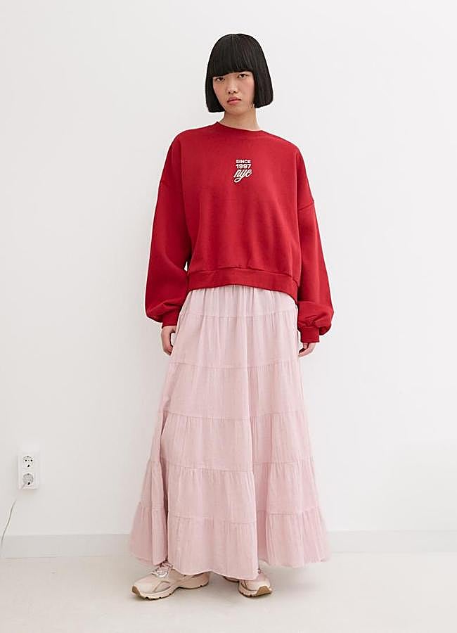 Imagen - Falda larga rosa pastel