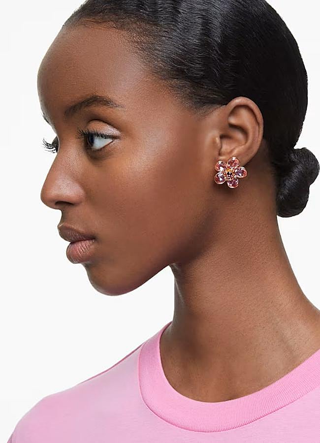 Imagen - Pendientes con detalle de flor en rosado de Swarovski.