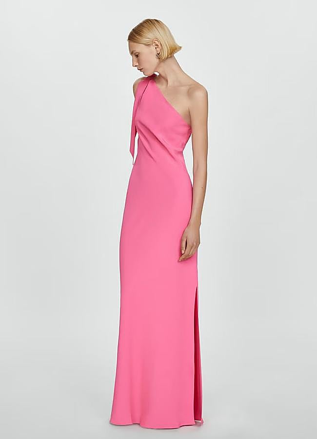 Imagen - Vestido asimétrico con detalle de lazo en rosa de Mango Outlet.